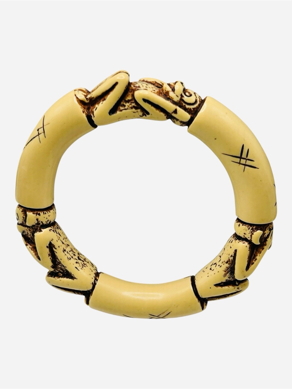 Vintage Lucite Three Monkeys Bangle Bracelet